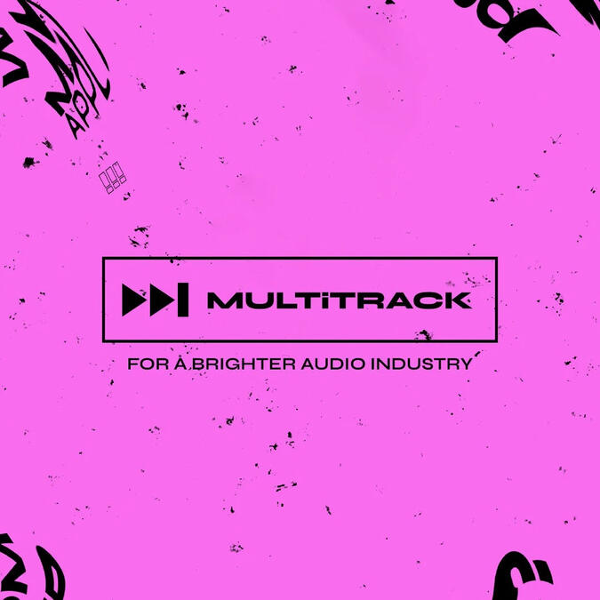 a pink tile logo that says Multitrack: for a brighter audio industry