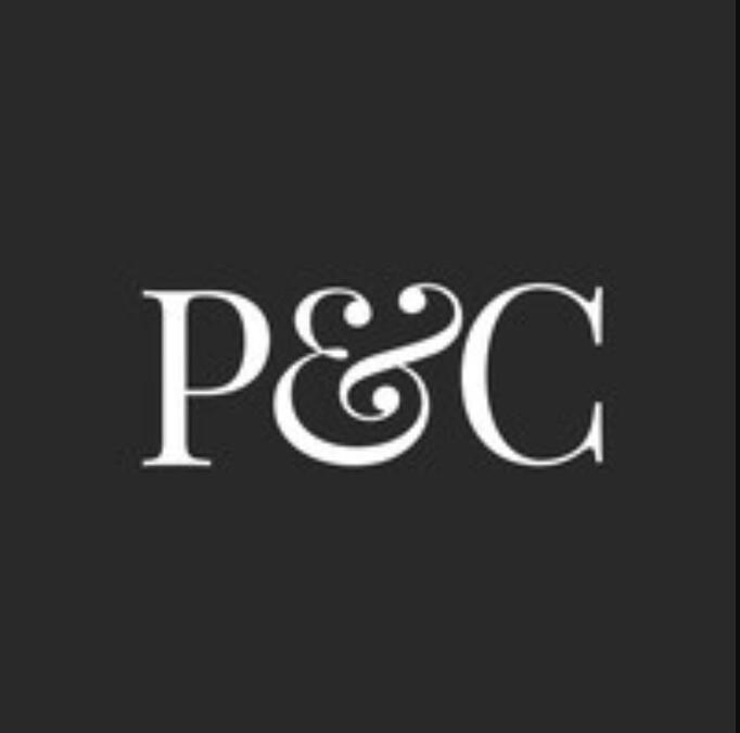The white and grey Peanut & Crumb logo which reads as 'P&C'.